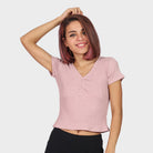 كيتشن بلوزة قصيرة نص بطن سادة سبعة كم قصير نسائي