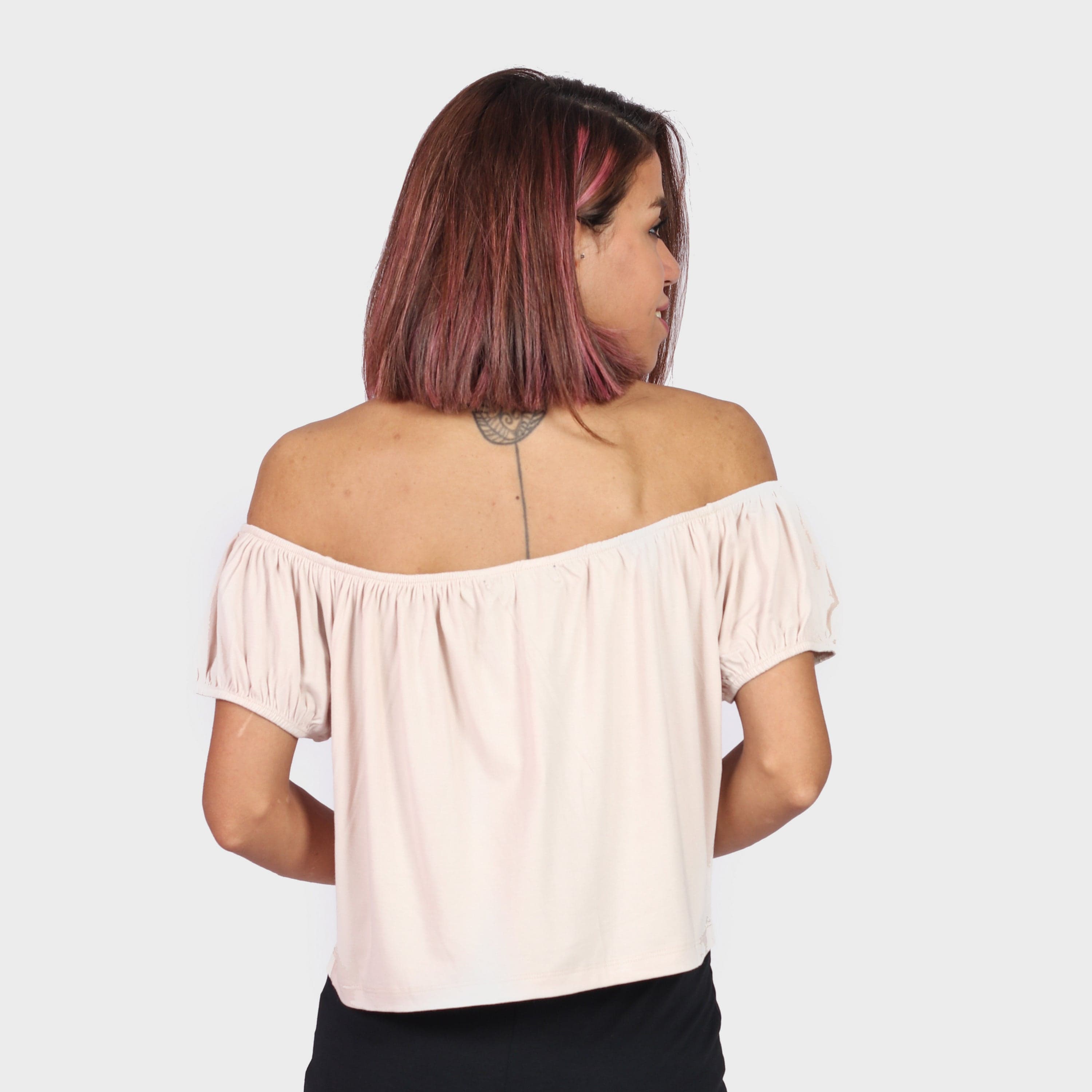 كيتشن بلوزة بأكمام قصيرة اوف شولدر سادة