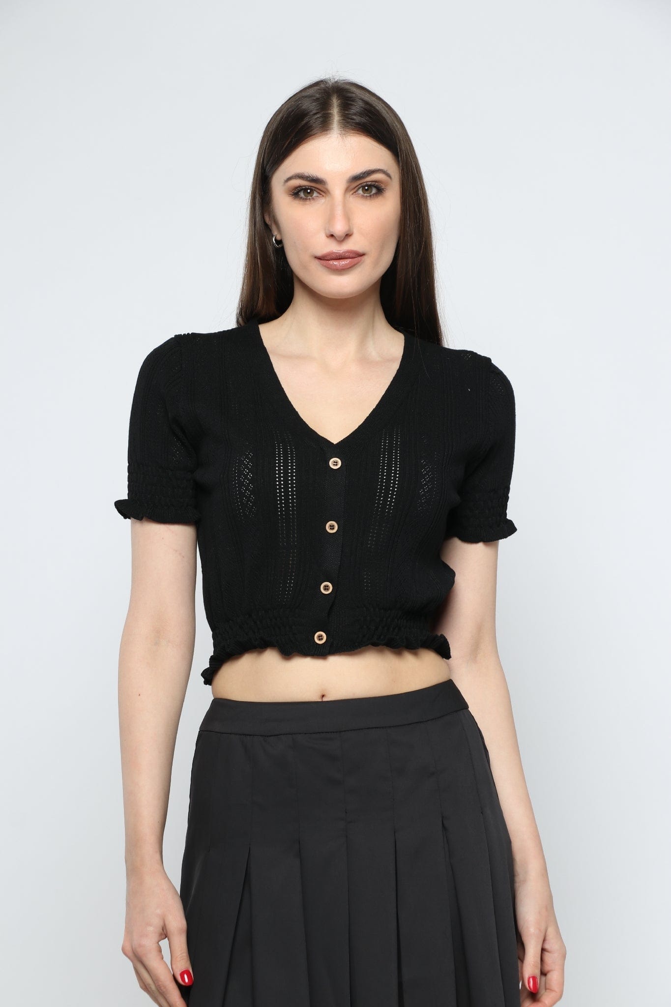 كيتشن بلوزة بأزرار أمامية واكمام قصيره