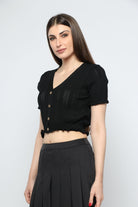 كيتشن بلوزة بأزرار أمامية واكمام قصيره