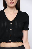 كيتشن بلوزة بأزرار أمامية واكمام قصيره