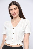 كيتشن بلوزة بأزرار أمامية واكمام قصيره