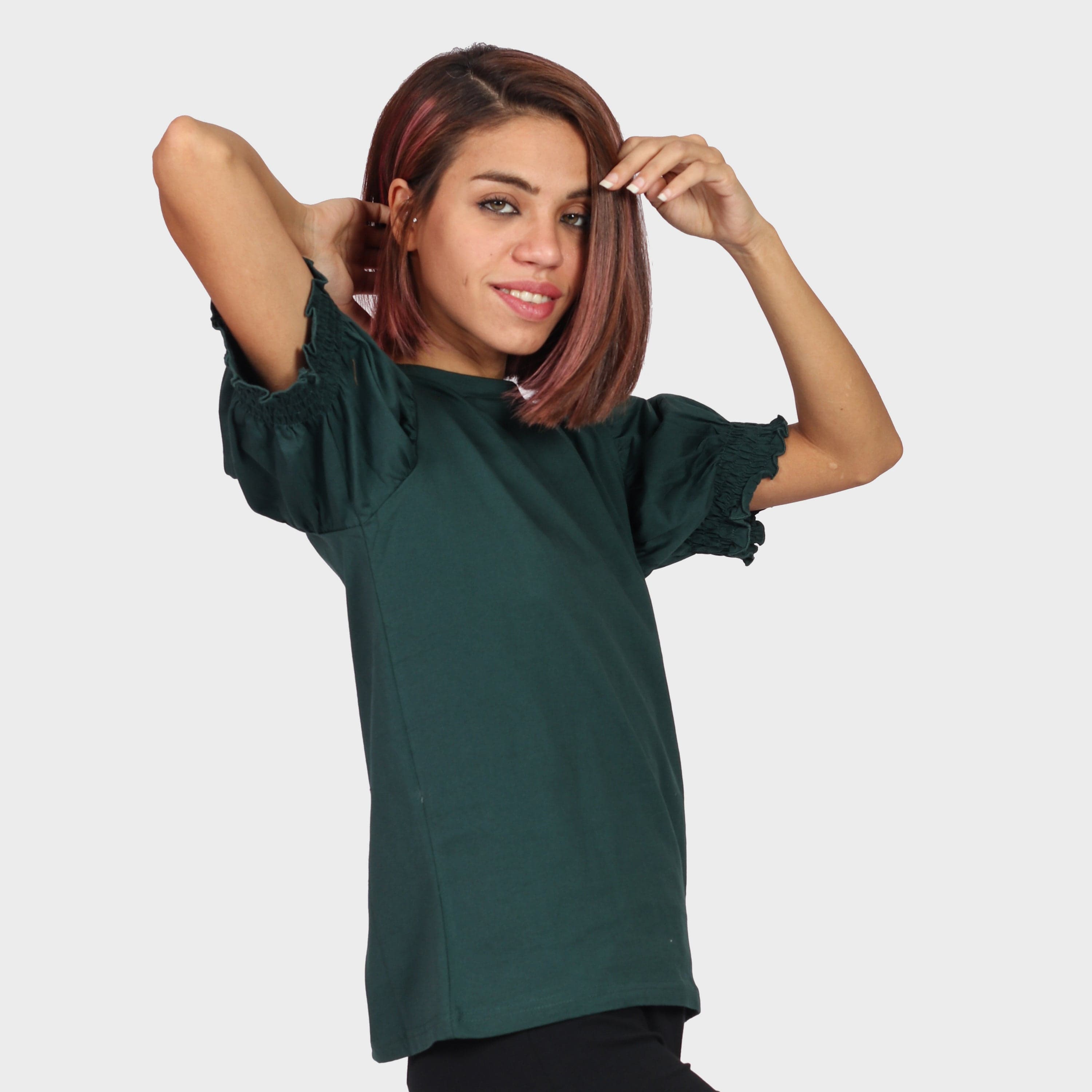 كيتشن بلوزة سادة نص كم بف نسائي