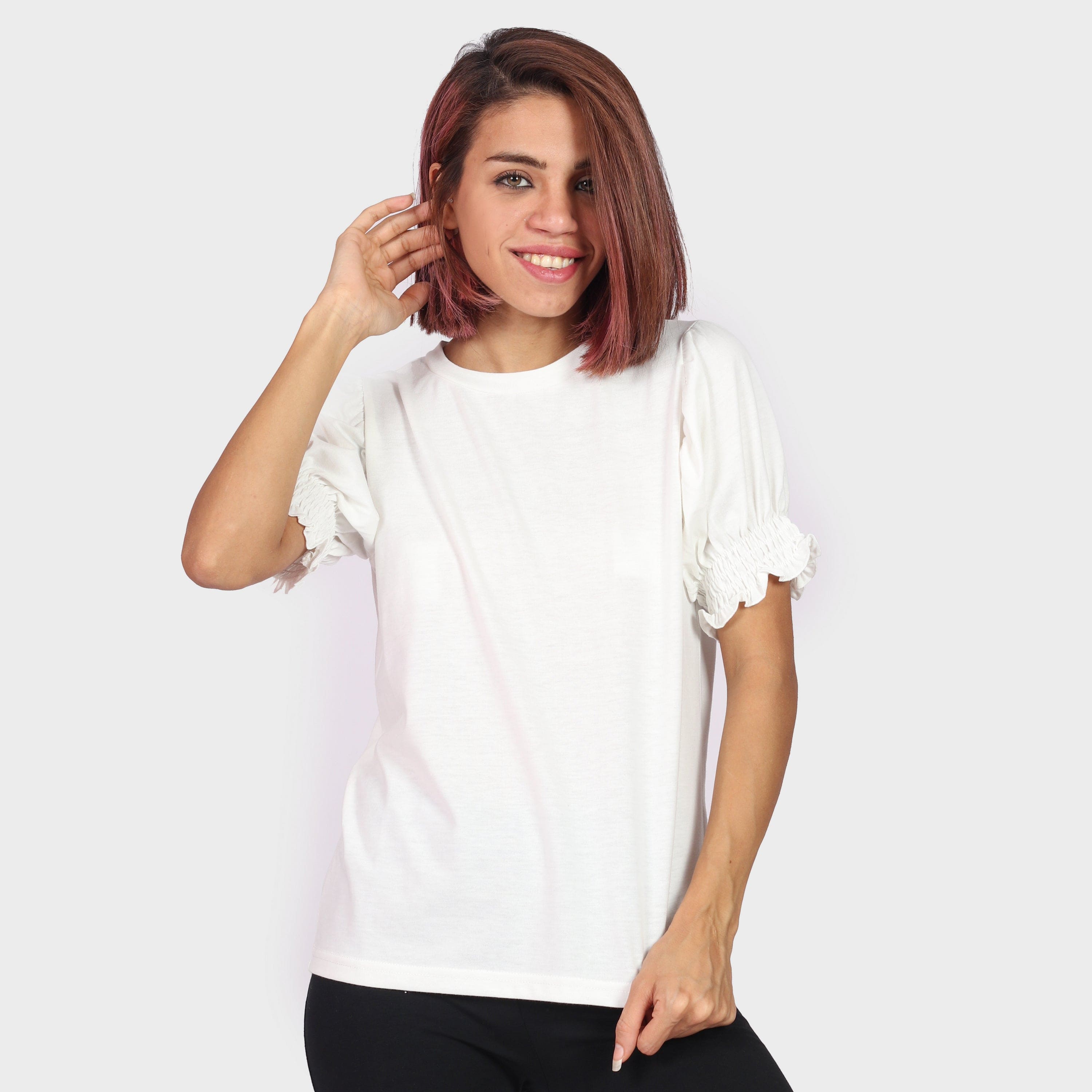 كيتشن بلوزة سادة نص كم بف نسائي