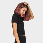 كيتشن بلوزة سادة قصيرة نص كم نسائي