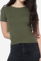 كيتشن بلوزة نايلون كم قصير ورقبة دائرية نسائي