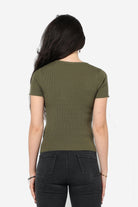 كيتشن بلوزة نايلون كم قصير ورقبة دائرية نسائي