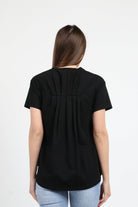 كيتشن بلوزة سادة قصيرة من الأمام طويل من الخلف كم قصير نسائي