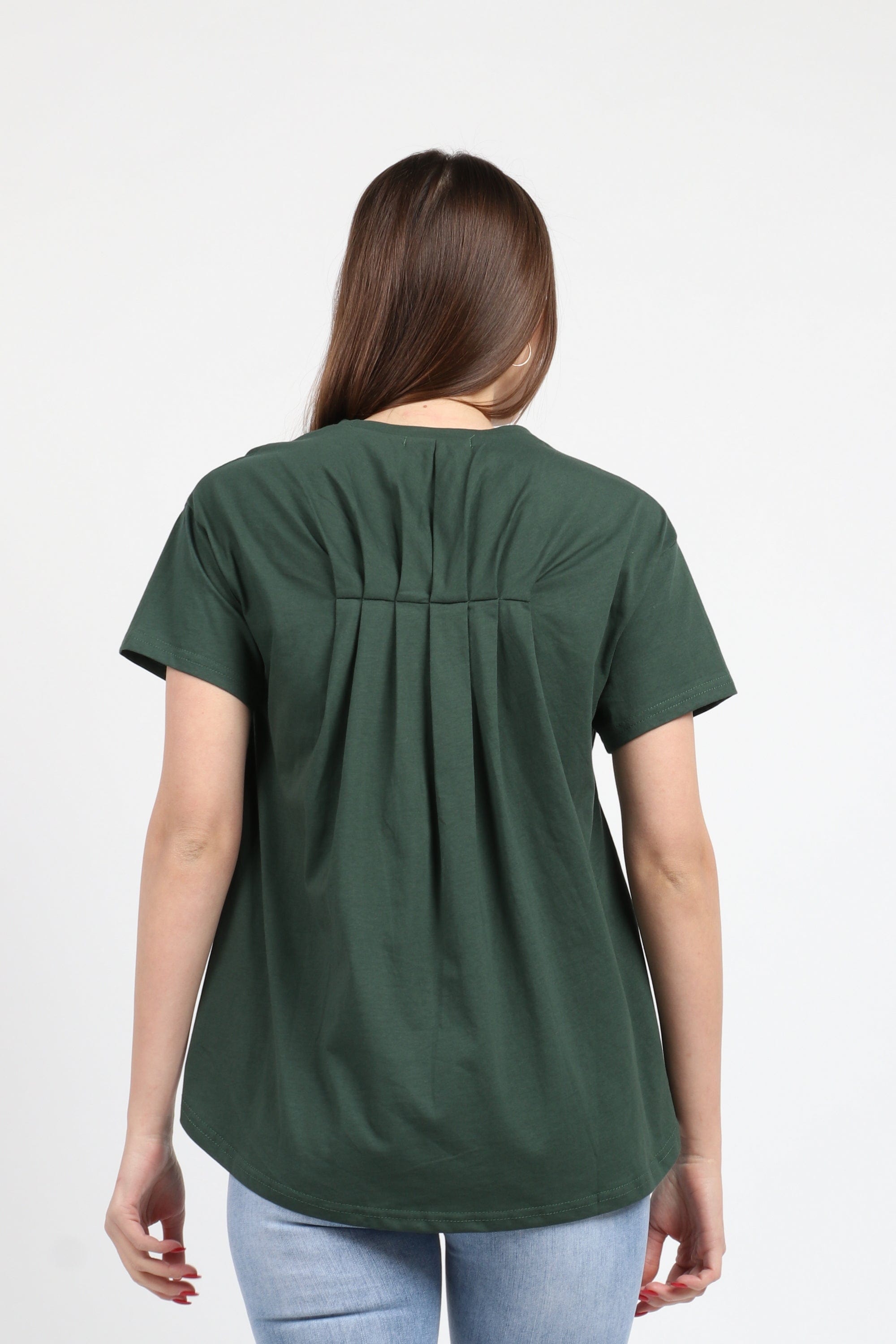 كيتشن بلوزة سادة قصيرة من الأمام طويل من الخلف كم قصير نسائي