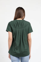 كيتشن بلوزة سادة قصيرة من الأمام طويل من الخلف كم قصير نسائي