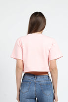 كيتشن بلوزة نص بطن كم قصير مع كشكشة نسائي