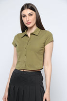 كيتشن بلوزة بأكمام قصيرة بأزرار أمامية