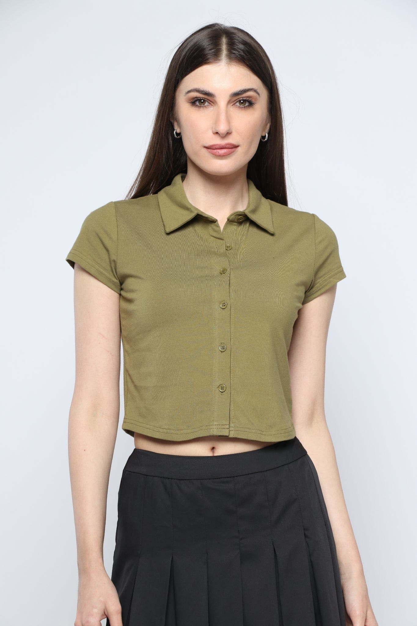 كيتشن بلوزة بأكمام قصيرة بأزرار أمامية