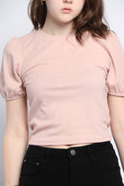 كيتشن بلوزة قصيرة الأكمام سادة كتف مرتفع