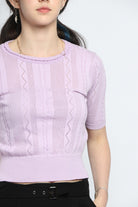 كيتشن بلوزة قصيرة الأكمام سادة مخرمة بأشكال