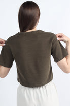 كيتشن بلوزة بطبعة نص بطن نسائي