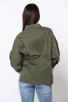 كيتشن قميص أوفر سايز أزرار أمامية كم واسع نسائي