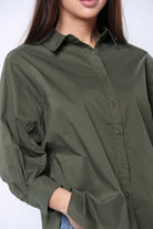 كيتشن قميص أوفر سايز أزرار أمامية كم واسع نسائي