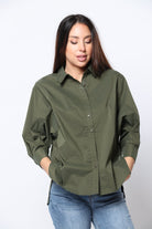 كيتشن قميص أوفر سايز أزرار أمامية كم واسع نسائي