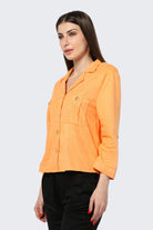 كيتشن بلوزة شمواه بأزرار أمامية وجيوب وياقة 3/4 كم نسائي