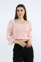 كيتشن بلوزة بأكمام 3/4 خصر مرتفع مكشكش