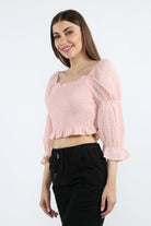 كيتشن بلوزة بأكمام 3/4 خصر مرتفع مكشكش