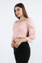 كيتشن بلوزة بأكمام 3/4 خصر مرتفع مكشكش