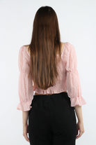 كيتشن بلوزة بأكمام 3/4 خصر مرتفع مكشكش