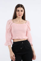 كيتشن بلوزة بأكمام 3/4 خصر مرتفع مكشكش