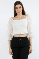 كيتشن بلوزة بأكمام 3/4 خصر مرتفع مكشكش