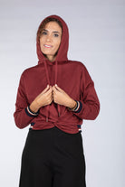 كيتشن بلوزة ملفوفة بقبعة كم طويل نسائي