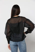 كيتشن بلوزة شفافة أسود أوفر سايز نسائي أسود