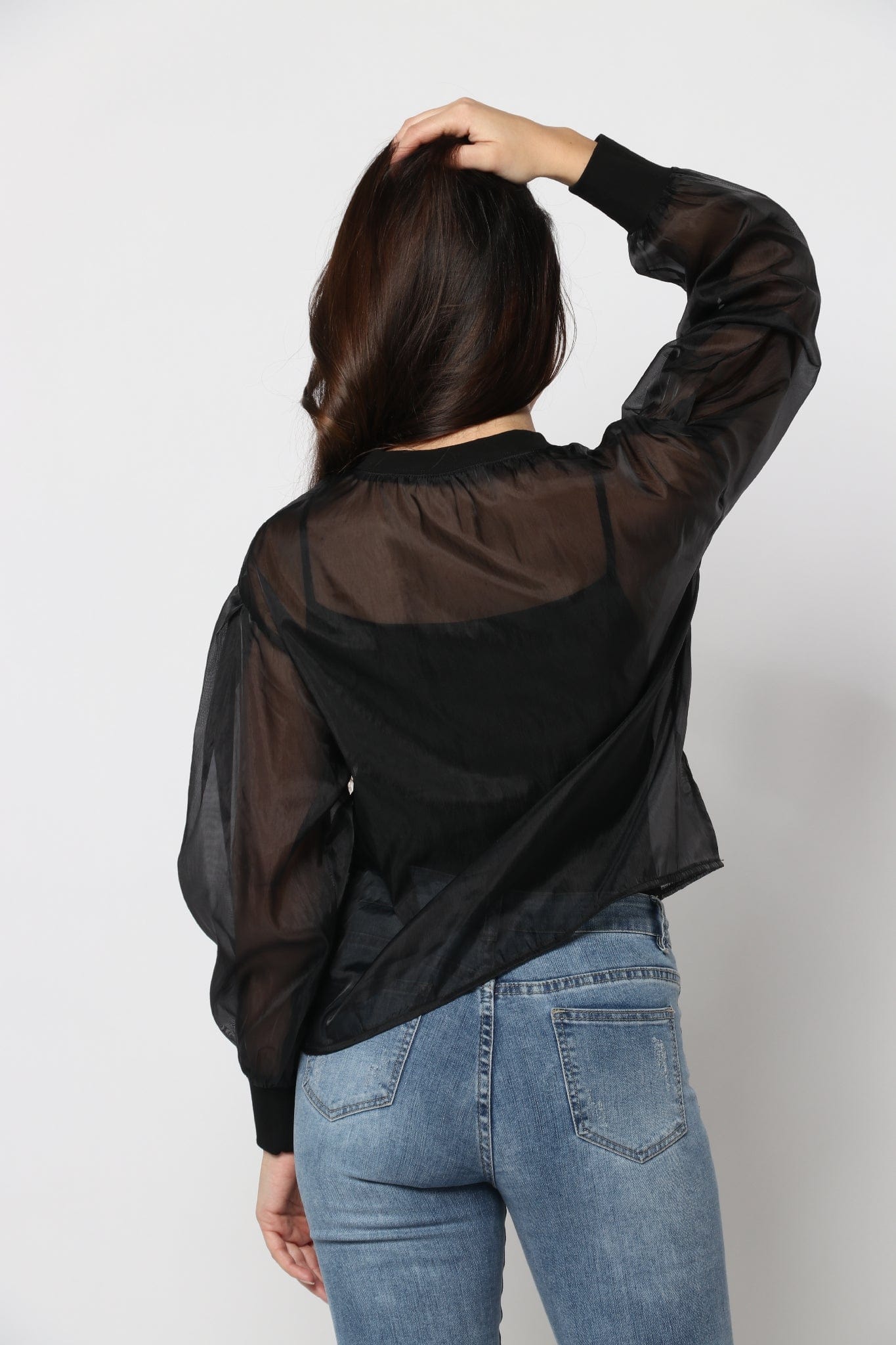 كيتشن بلوزة شفافة أسود أوفر سايز نسائي أسود