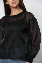 كيتشن بلوزة شفافة أسود أوفر سايز نسائي أسود