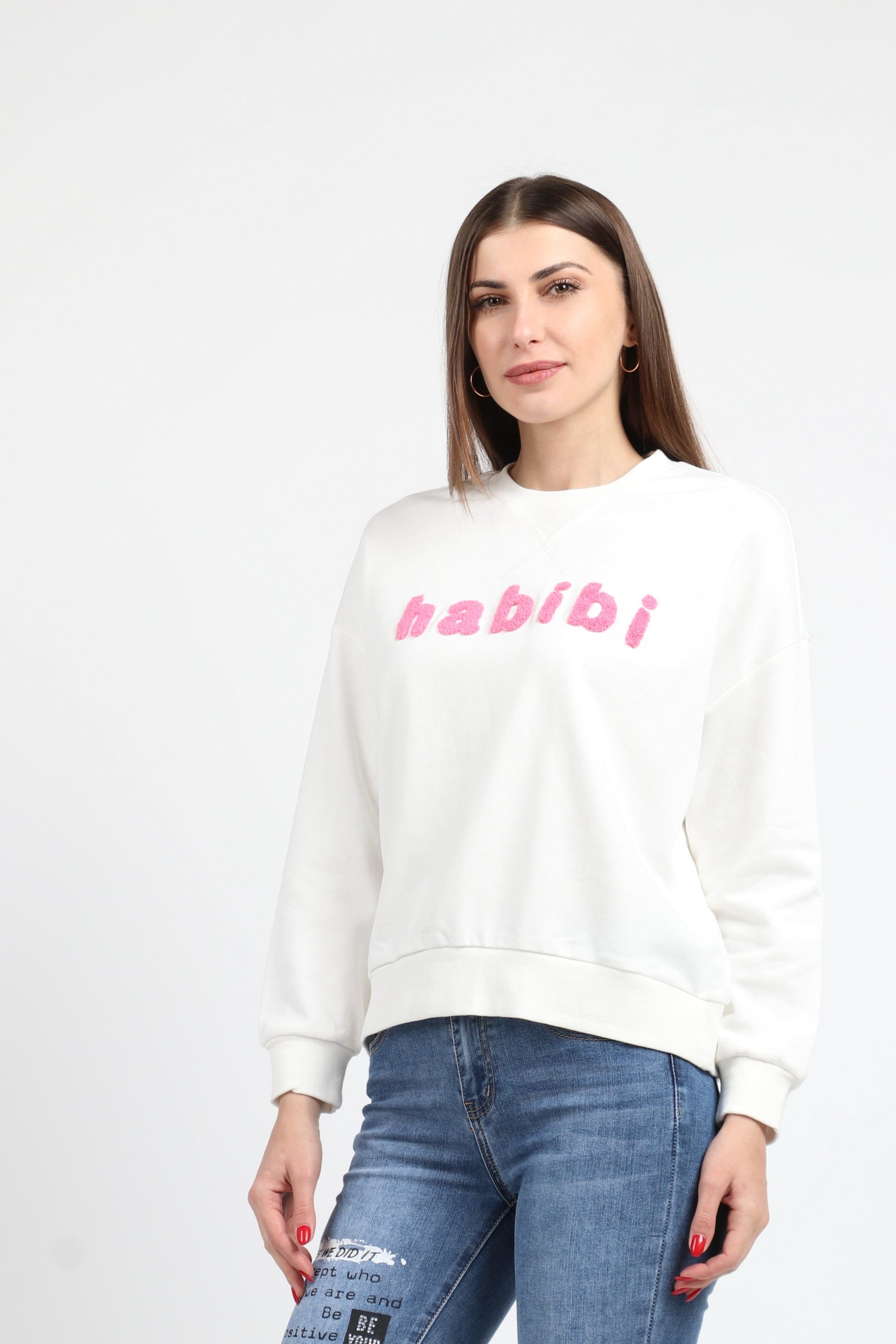 كيتشن بلوزة قطن برقبة دائرية كم طويل نسائي