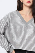 كيتشن بلوزة مخططة بالعرض سبعة بكم طويل نسائي