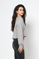 كيتشن بلوزة مخططة بالعرض سبعة بكم طويل نسائي