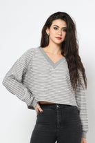 كيتشن بلوزة مخططة بالعرض سبعة بكم طويل نسائي