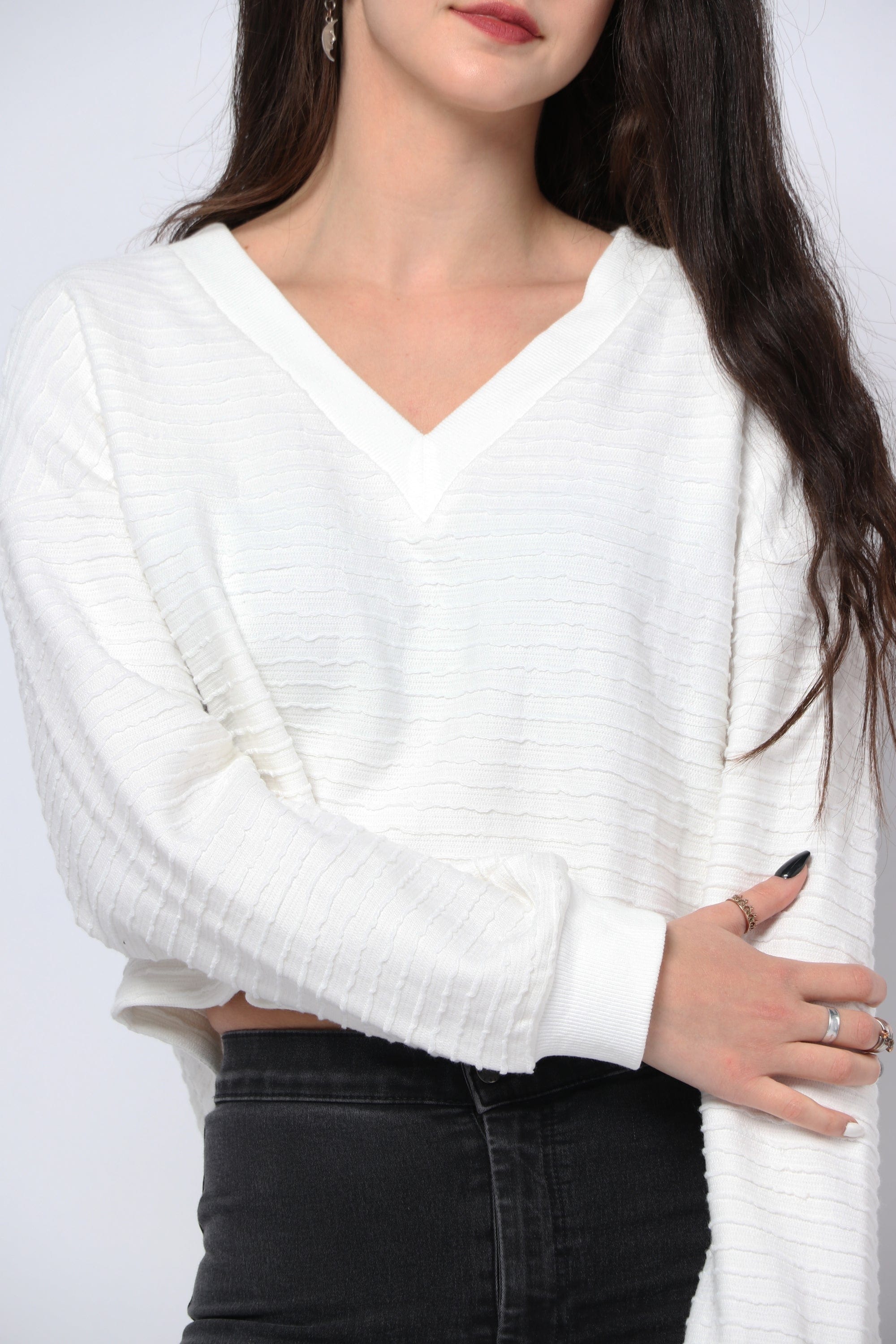 كيتشن بلوزة مخططة بالعرض سبعة بكم طويل نسائي