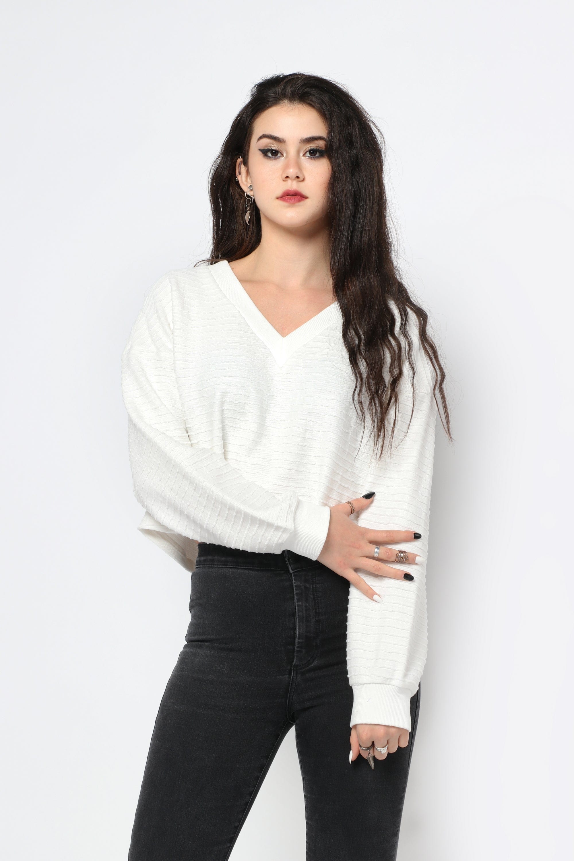 كيتشن بلوزة مخططة بالعرض سبعة بكم طويل نسائي