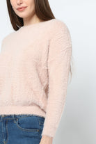 كيتشن بلوزة ناعمة ريش كم طويل نسائي