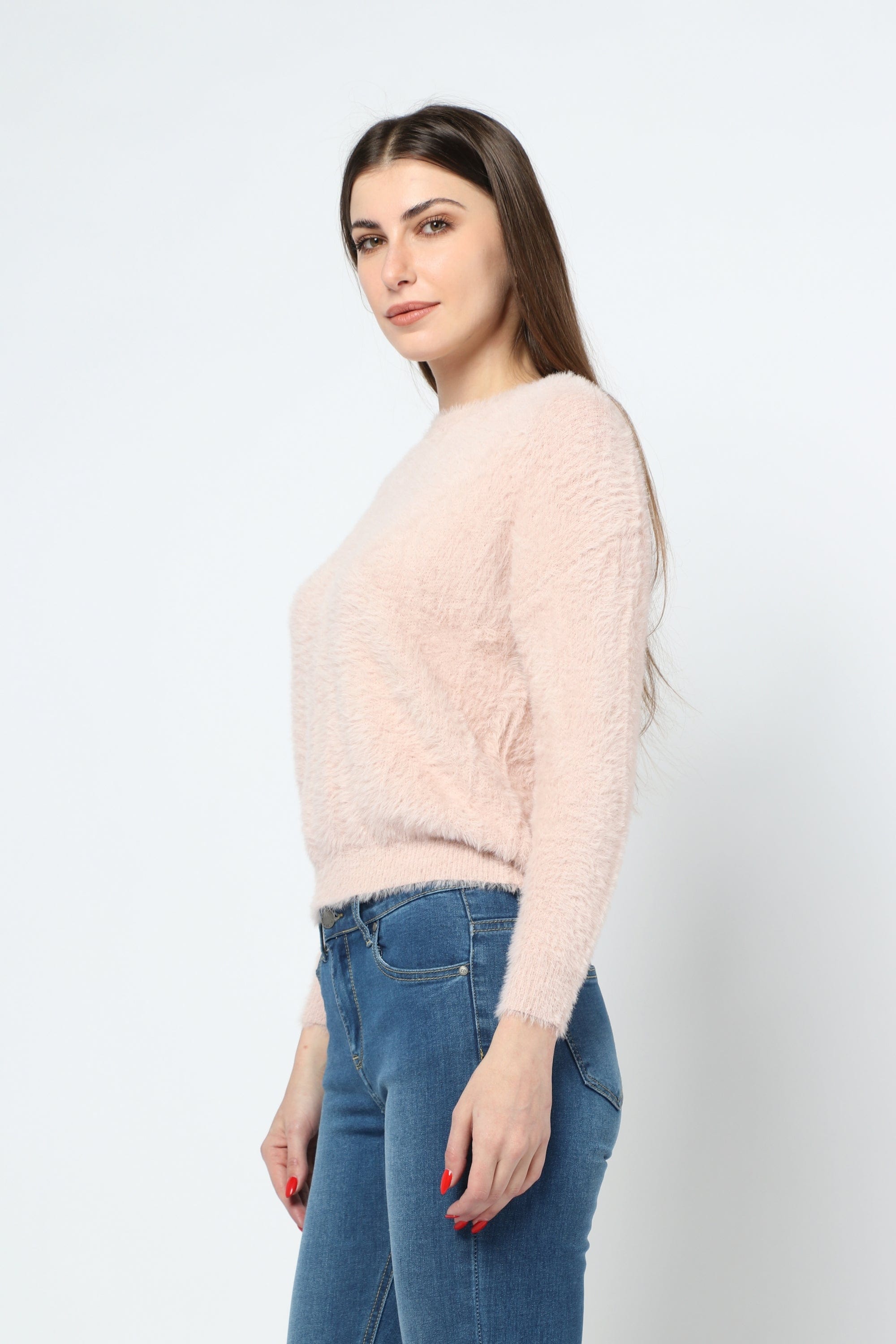 كيتشن بلوزة ناعمة ريش كم طويل نسائي