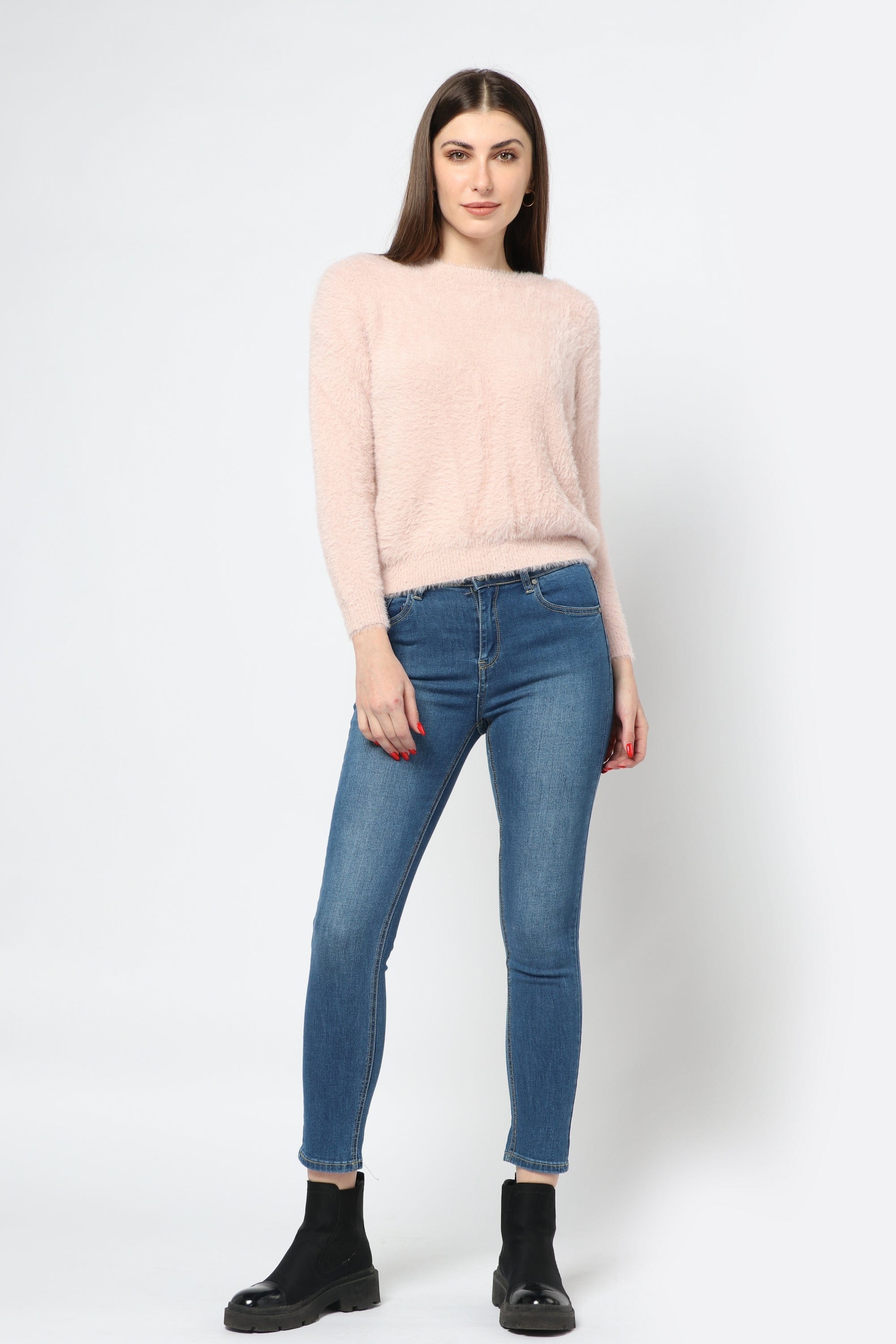 كيتشن بلوزة ناعمة ريش كم طويل نسائي