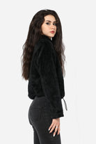 كيتشن هودي فرو ناعم بسحاب ورباط على الخصر نسائي