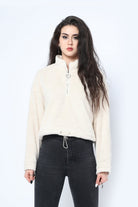 كيتشن هودي فرو ناعم بسحاب ورباط على الخصر نسائي