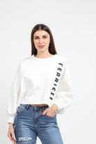 كيتشن بلوزة سادة قطنية بكم طويل منفوخة نسائي