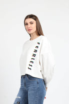 كيتشن بلوزة سادة قطنية بكم طويل منفوخة نسائي