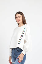 كيتشن بلوزة سادة قطنية بكم طويل منفوخة نسائي