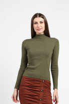 كيتشن بلوفر ضيق مضلع برقبة كم طويل نسائي