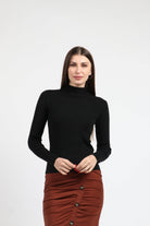 كيتشن بلوفر ضيق مضلع برقبة كم طويل نسائي